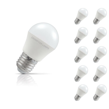 Crompton Golfball LED Light Bulb E27 5.5W (40W Eqv) Cool White 10-Pack Opal - 11540