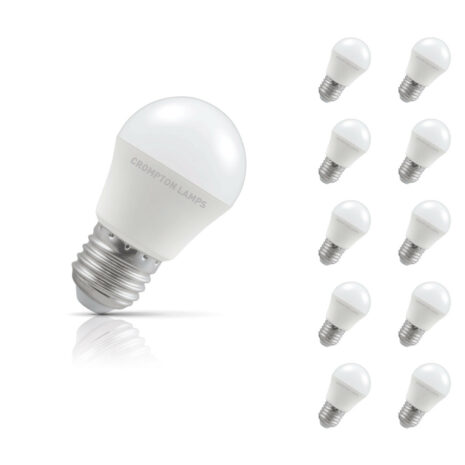 Crompton Golfball LED Light Bulb E27 4.9W (40W Eqv) Warm White 10-Pack Opal - 11519