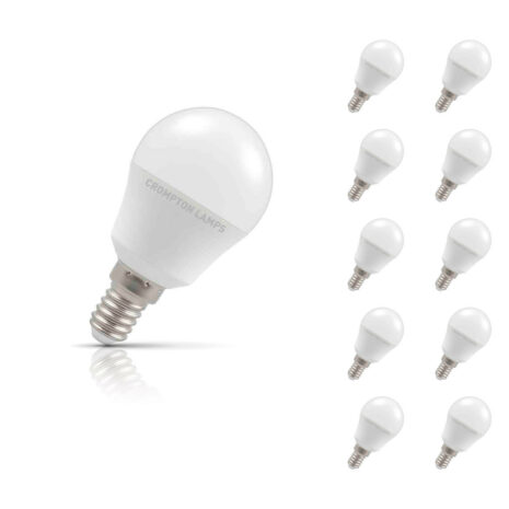Crompton Golfball LED Light Bulb E14 4.9W (40W Eqv) Daylight 10-Pack Opal - 11588