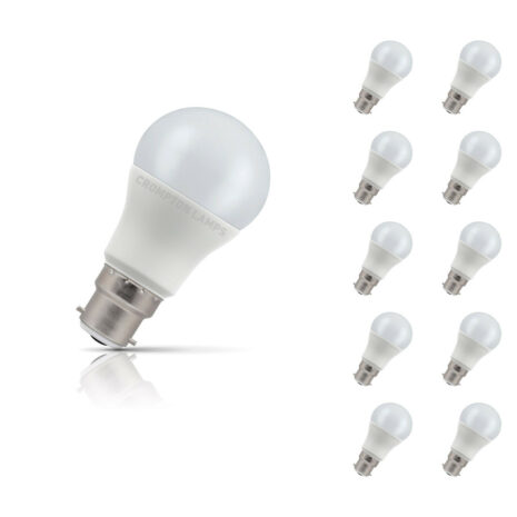 Crompton GLS LED Light Bulb B22 8.5W (60W Eqv) Warm White 10-Pack Opal - 11717