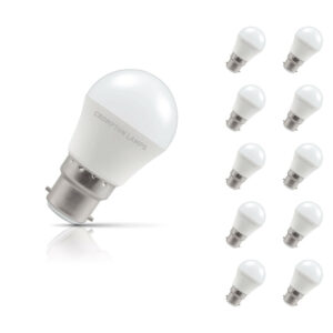 Crompton Golfball LED Light Bulb B22 4.9W (40W Eqv) Warm White 10-Pack Opal - 11496