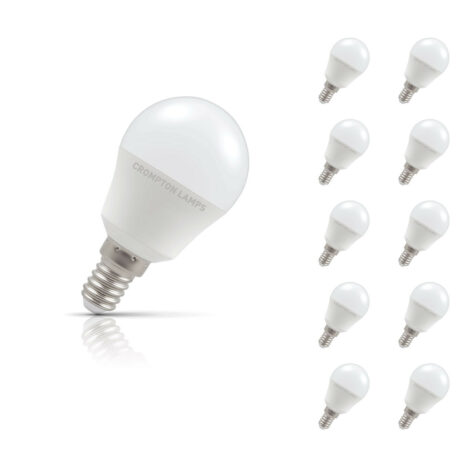 Crompton Golfball LED Light Bulb E14 4.9W (40W Eqv) Cool White 10-Pack Opal - 11557