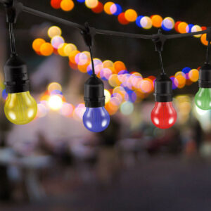 Festoon Light Premium 5m Connectible Outdoor E27 Multi-Coloured with 10x LED Golfball Light Bulbs - X6096