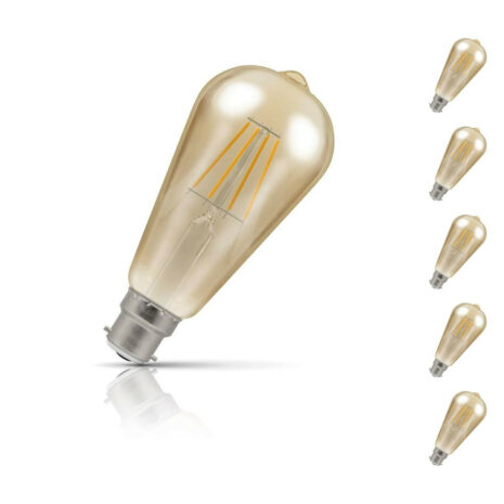 Crompton ST64 LED Light Bulb B22 5W (40W Eqv) Warm White 5-Pack Vintage - 4221