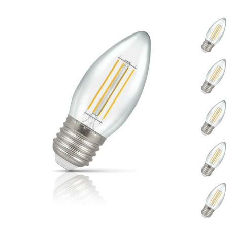 Crompton Candle LED Light Bulb Dimmable E27 5W (40W Eqv) Warm White 5-Pack Clear - 7154
