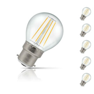 Crompton Golfball LED Light Bulb B22 5W (40W Eqv) Warm White 5-Pack Clear - 7215