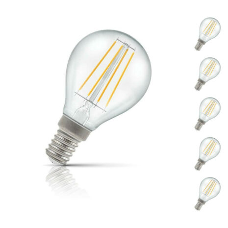 Crompton Golfball LED Light Bulb E14 5W (40W Eqv) Warm White 5-Pack Clear - 7246