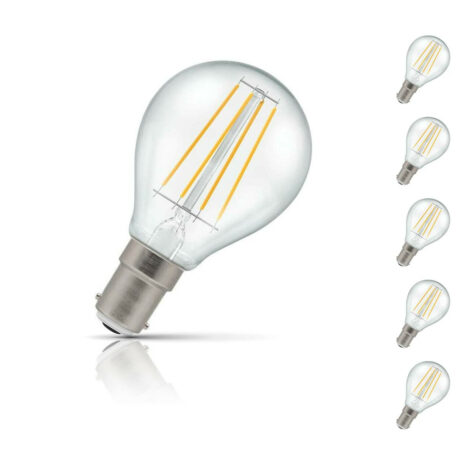 Crompton Golfball LED Light Bulb B15 5W (40W Eqv) Warm White 5-Pack Clear - 7222