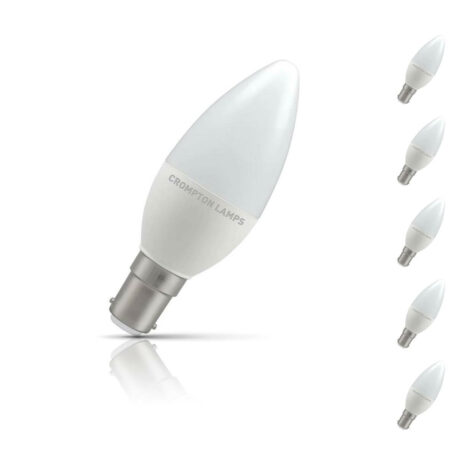 Crompton Candle LED Light Bulb B15 5.5W (40W Eqv) Warm White 5-Pack Opal - 11304
