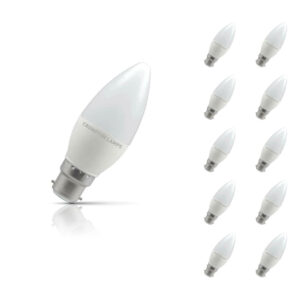 Crompton Candle LED Light Bulb B22 4.9W (40W Eqv) Cool White 10-Pack Opal - 11335