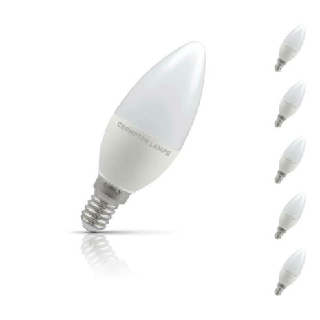 Crompton Candle LED Light Bulb E14 4.9W (40W Eqv) Cool White 5-Pack Opal - 11359