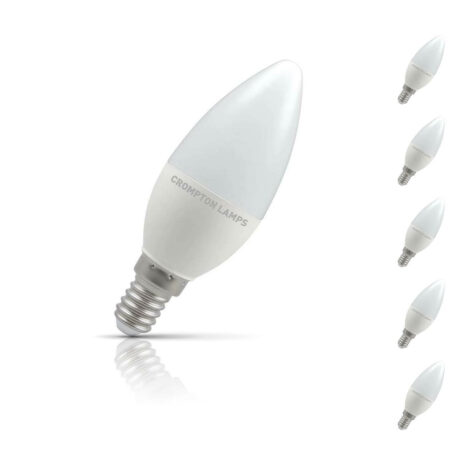 Crompton Candle LED Light Bulb E14 4.9W (40W Eqv) Daylight 5-Pack Opal - 11380