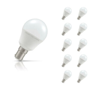 Crompton Golfball LED Light Bulb B15 5.5W (40W Eqv) Warm White 10-Pack Opal - 11502