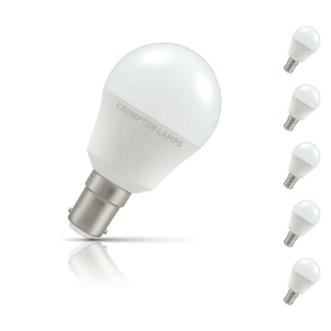 Crompton Golfball LED Light Bulb B15 5.5W (40W Eqv) Warm White 5-Pack Opal - 11502