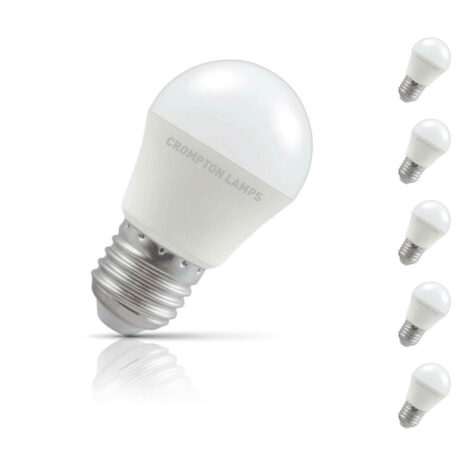 Crompton Golfball LED Light Bulb E27 4.9W (40W Eqv) Warm White 5-Pack Opal - 11519
