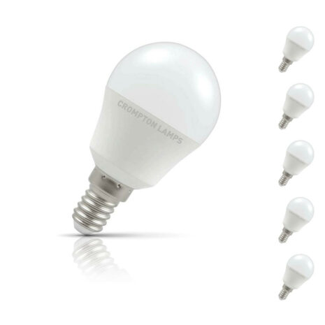Crompton Golfball LED Light Bulb E14 4.9W (40W Eqv) Warm White 5-Pack Opal - 11526