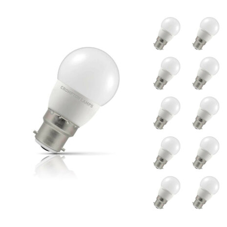 Crompton Golfball LED Light Bulb B22 5.5W (40W Eqv) Cool White 10-Pack Opal - 11533