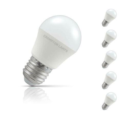 Crompton Golfball LED Light Bulb E27 5.5W (40W Eqv) Cool White 5-Pack Opal - 11540