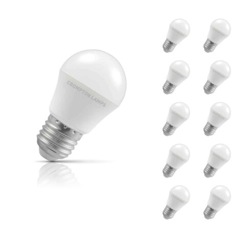 Crompton Golfball LED Light Bulb E27 4.9W (40W Eqv) Daylight 10-Pack Opal - 11571