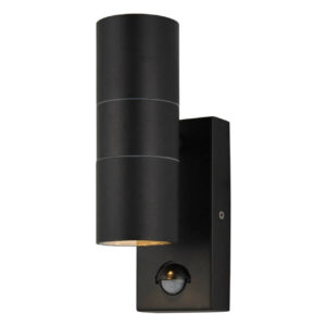 Zink LETO Outdoor Up and Down Wall Light with PIR Textured Black - ZN-29179-BLK