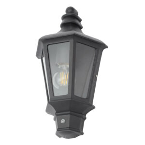 Zink PARESI Outdoor Half Lantern with Dusk til Dawn Sensor Black - ZN-33995-BLK